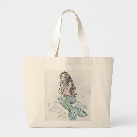 Little Mermaid Art Custom Fourre-tout Beach sac (Devant)