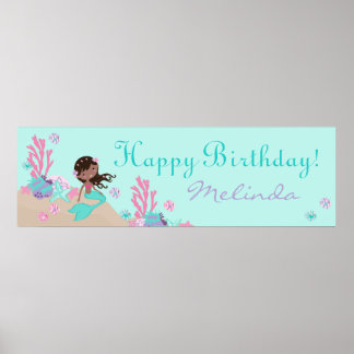 Little Mermaid Birthday Banner African Poster