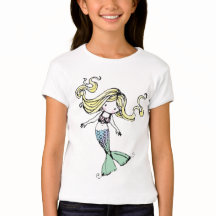 Little Mermaid Girls Baby Doll Shirt