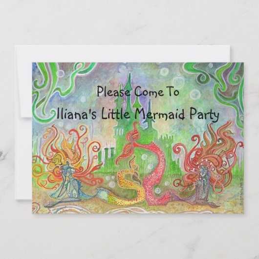 Little Mermaid Invitation Kaart (Voorkant)