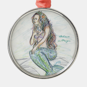Little Mermaid on Rock Art Custom Ornaments Metalen Ornament