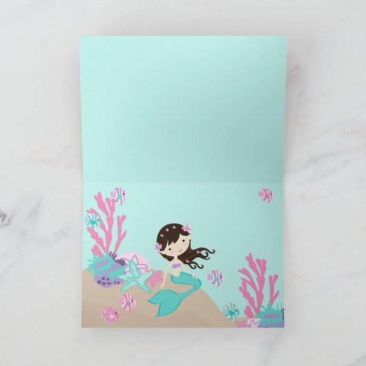 Little Mermaid TY Card 2 Brunette Bedankkaart (Binnen)