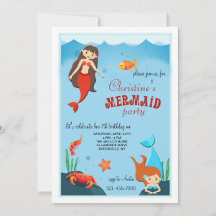 Little Mermaids Invitation Kaart