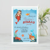 Little Mermaids Invitation Kaart (Staand voorkant)