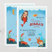 Little Mermaids Invitation Kaart (Voorkant / Achterkant)