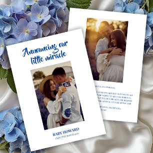 Little Miracle Blue Photo Pregancy Faire-part