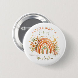 Little Miracle Is On The Way Rainbow Baby Shower Ronde Button 5,7 Cm