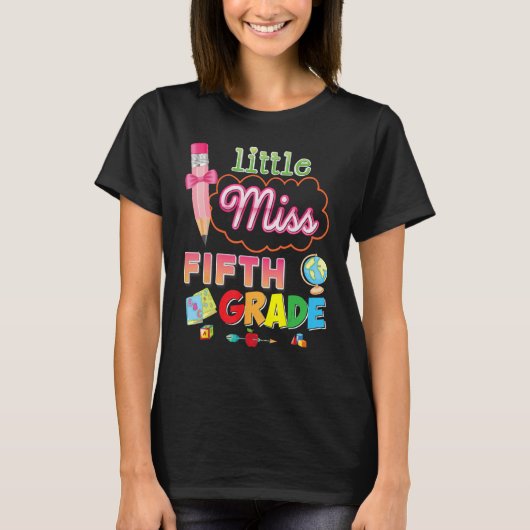 Little Miss 5th Grade Leuk Terug naar school Fifth T-shirt (Voorkant)