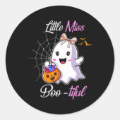 Little Miss Boo-tiful Funny Schattige Halloween Ko Ronde Sticker (Voorkant)