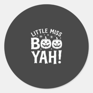 Little Miss Booyah Halloween Pompoen Ontwerp_1 Ronde Sticker