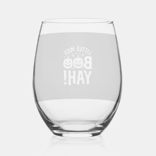 Little Miss Booyah Halloween Pompoen Ontwerp_1 Wijnglas Zonder Voet