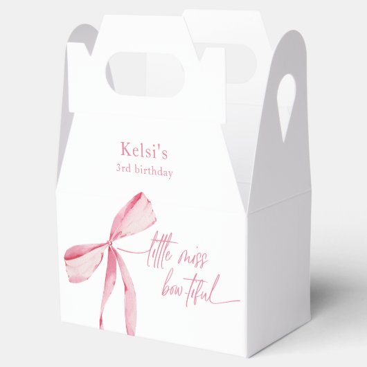 Little Miss Bowtiful Waterverf Roze Verjaardag Bedankdoosjes (Geopend)
