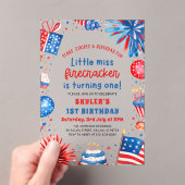 Little Miss Firecracker 4th van 1 juli Verjaardag Acryl Uitnodigingen (Insitu (Draagbaar))