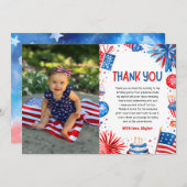 Little Miss Firecracker 4th van 1 juli verjaardag Bedankkaart (Voorkant / Achterkant)