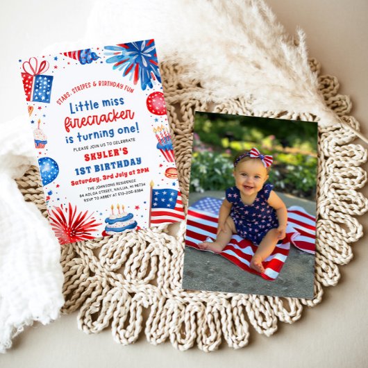 Little Miss Firecracker 4th van 1 juli Verjaardag Kaart