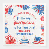 Little Miss Firecracker 4th van 1 juli Verjaardag Servet (Voorkant)
