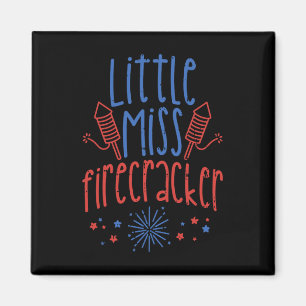 Little Miss Firecracker Grappig 4th of July Patrio Magneet