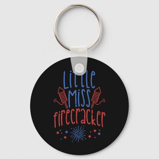 Little Miss Firecracker Grappig 4th of July Patrio Sleutelhanger (Voorkant)