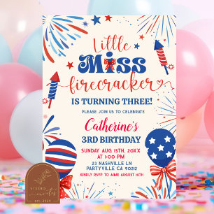 Little Miss Firecracker Patriottische Verjaardag Kaart