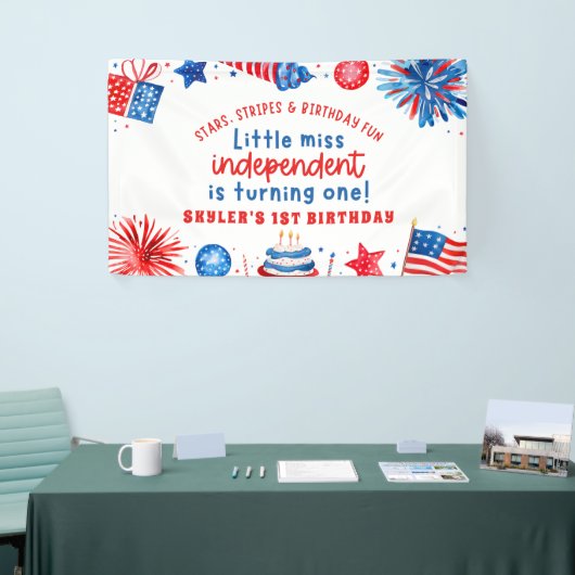 Little Miss Independent 4th van 1 juli Verjaardag Spandoek (Beurs)