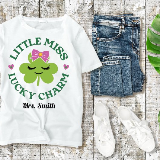 "Little Miss Lucky Charm" St. Patrick's Day T-shir T-shirt