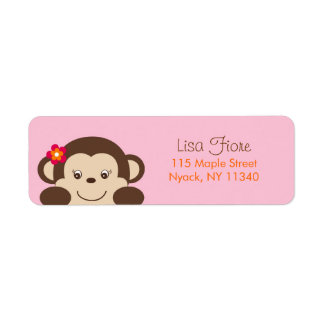 Little Miss Monkey Baby shower Adresetiketten Etiket