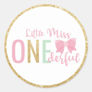 Little Miss ONEderful 1e verjaardag cadeautje goud Ronde Sticker