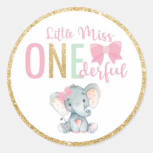 Little Miss ONEderful 1e verjaardag favoriet olifa Ronde Sticker