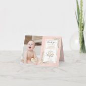 Little Miss ONEderful 1e verjaardagsfoto roze meis Bedankkaart (Voorkant)