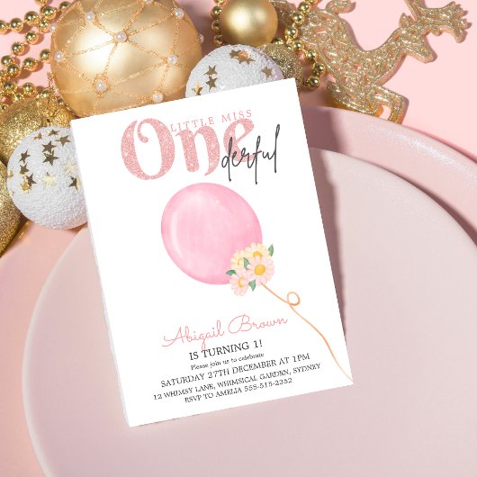 Little miss Onederful 1er anniversaire invitation