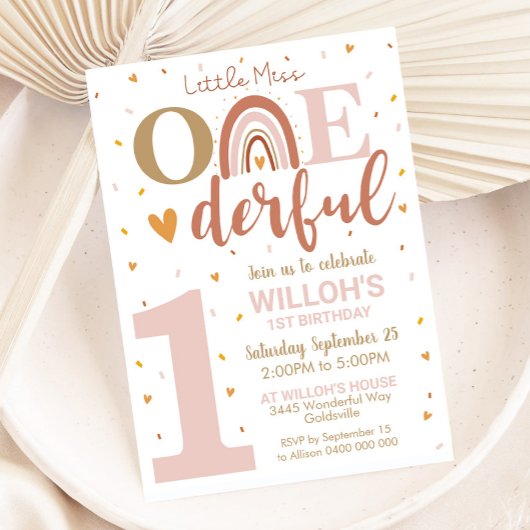 Little Miss Onederful 1er anniversaire Invitation