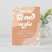 Little Miss ONEderful 1st Birthday Boho Daisy Kaart (Staand voorkant)