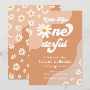 Little Miss ONEderful 1st Birthday Boho Daisy Kaart