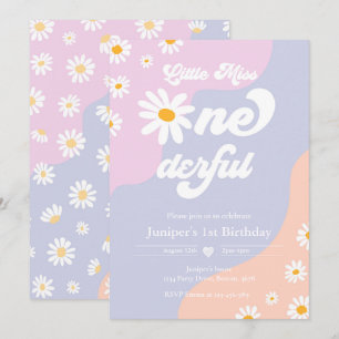 Little Miss ONEderful 1st Birthday Boho Daisy Kaart