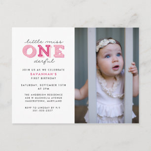 Little Miss Onederful 1st Birthday Foto Party Briefkaart