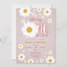 Little Miss Onederful 1st Birthday Invitation Kaart