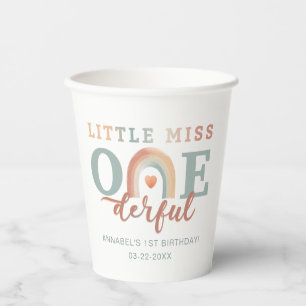 Little Miss Onederful Boho Rainbow Paper Cups – 1s Papieren Bekers