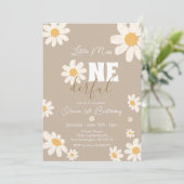Little Miss ONEderful Daisy Flowers Creme Verjaard Kaart (Staand voorkant)