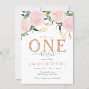 Little Miss Onederful First Birthday Uitnodiging