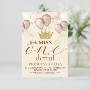 Little Miss ONEderful Gold Crown 1e verjaardag Kaart