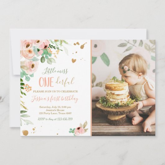 Little Miss Onederful Invitation 1er Anniversaire  (Devant)