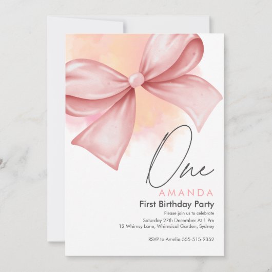 Little miss Onederful Pink 1ère invitation anniver (Devant)