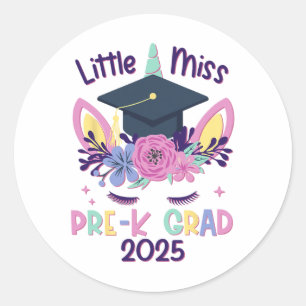 Little Miss Pre-k Afstudeerder Prek Afstuderen 2 Ronde Sticker
