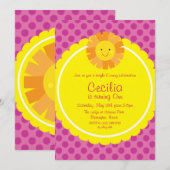 Little Miss Sunshine Sun Invitation Polka Dot Kaart (Voorkant / Achterkant)