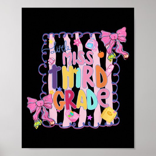 Little Miss Third Grade First Day Of 3rd Grade Coq Poster (Voorkant)