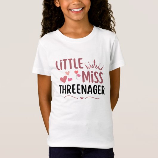 little miss threenager 3rd birthday 3 years old t-shirt (Voorkant)