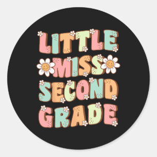 Little Miss tweede klas schattig groovy eerste dag Ronde Sticker