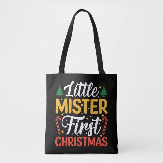 Little Mister First Kerstmis - Funny Kerstmis Draagtas (Voorkant)