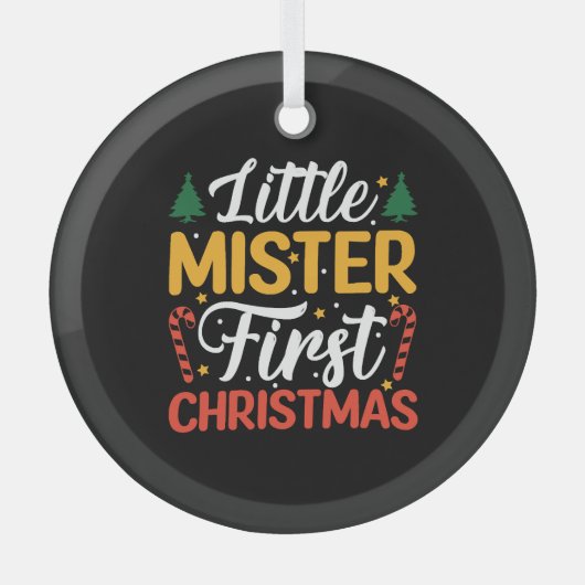 Little Mister First Kerstmis - Funny Kerstmis Glas Ornament (Voorkant)