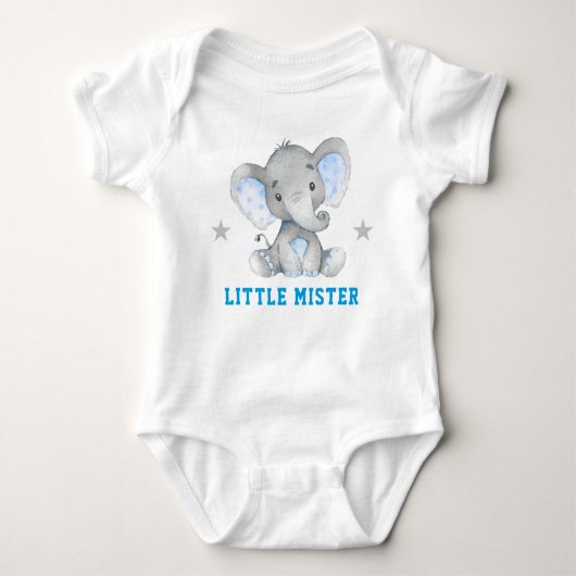 Little Mister Gentleman Blue Boy Elephant Romper (Voorkant)